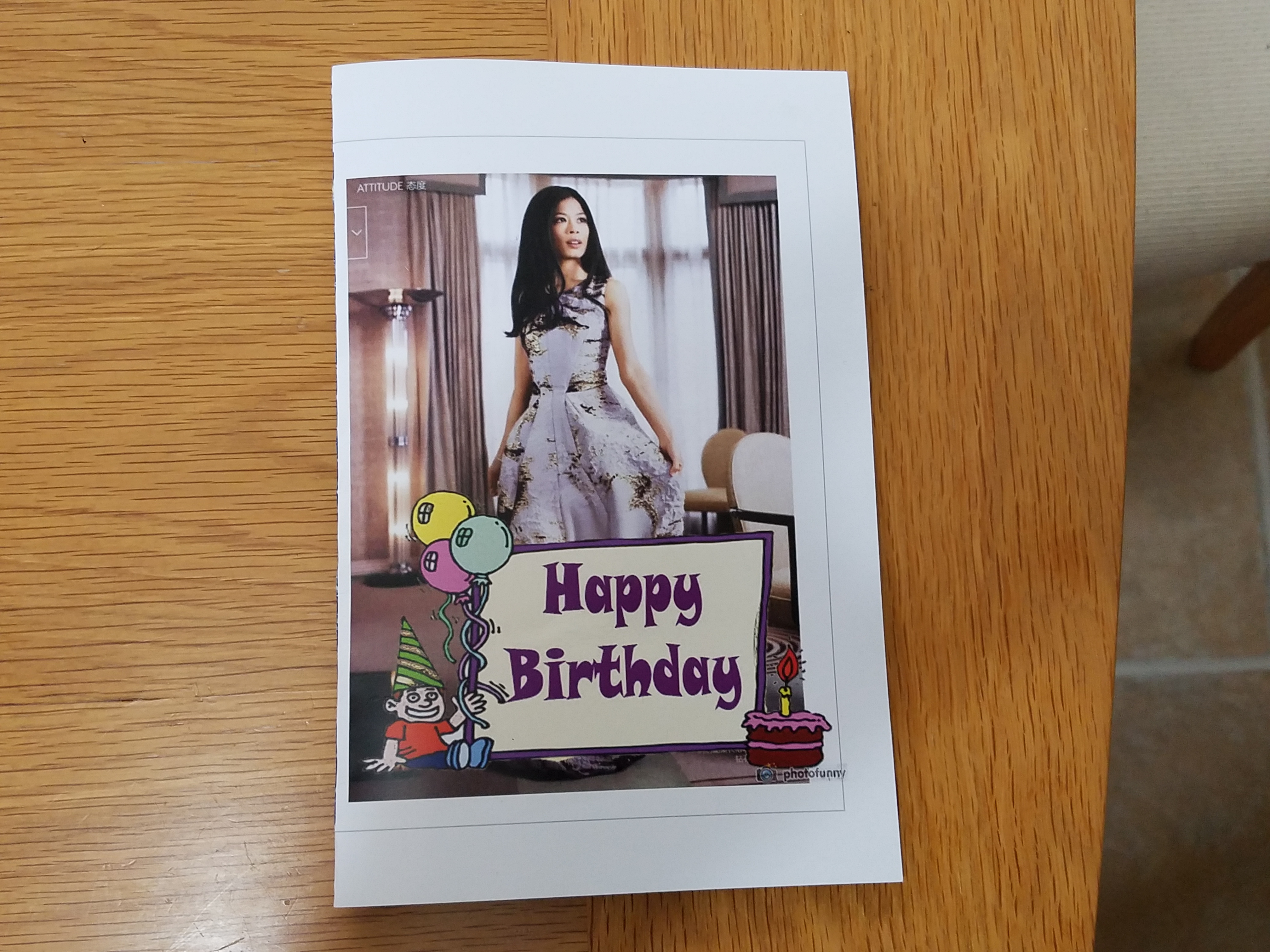 front of Vanessa's birthday card